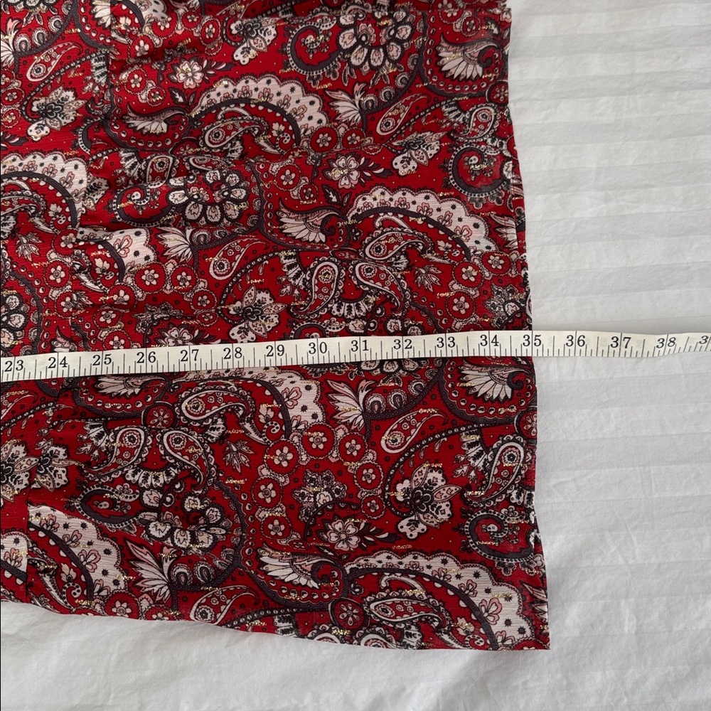 ❤️Loft red shimmer paisley flounce dress. Fully lined. NWT. Size S. - Picture 8 of 9